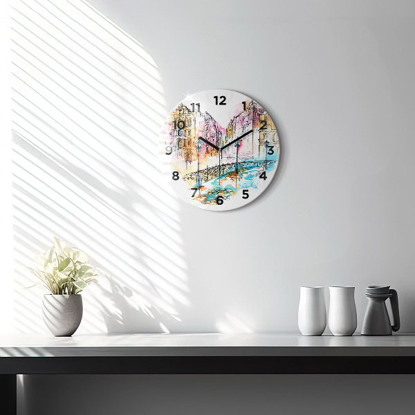 Horloge ronde Architecture peinte