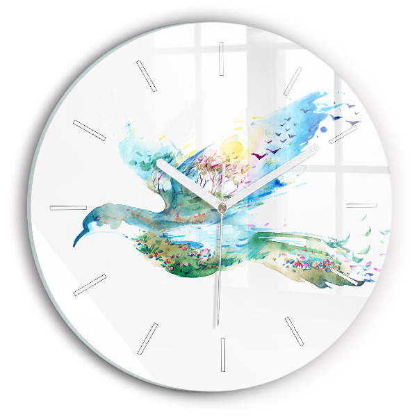 Horloge ronde 'Abstraction d''oiseau et de printemps'