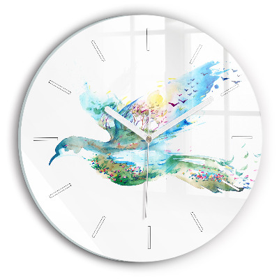 Horloge ronde 'Abstraction d''oiseau et de printemps'