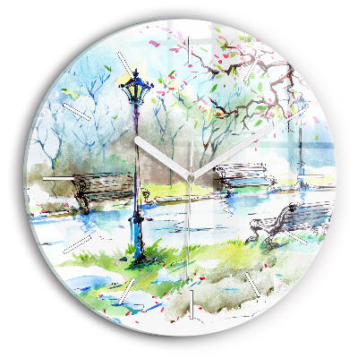 Horloge ronde Printemps pittoresque