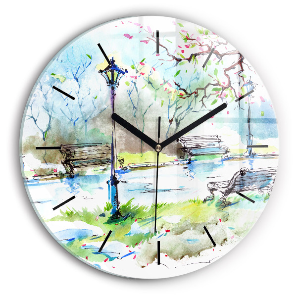 Horloge ronde Printemps pittoresque