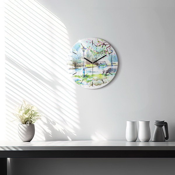 Horloge ronde Printemps pittoresque