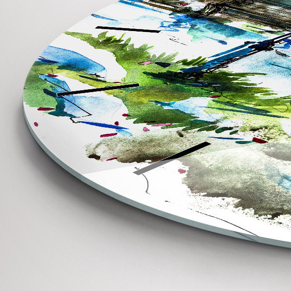 Horloge ronde Printemps pittoresque