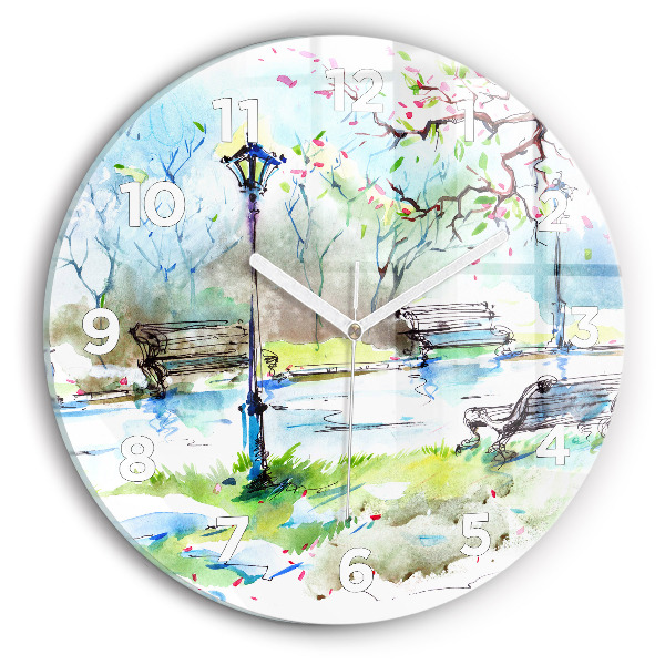 Horloge ronde Printemps pittoresque
