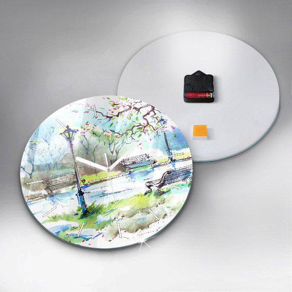 Horloge ronde Printemps pittoresque