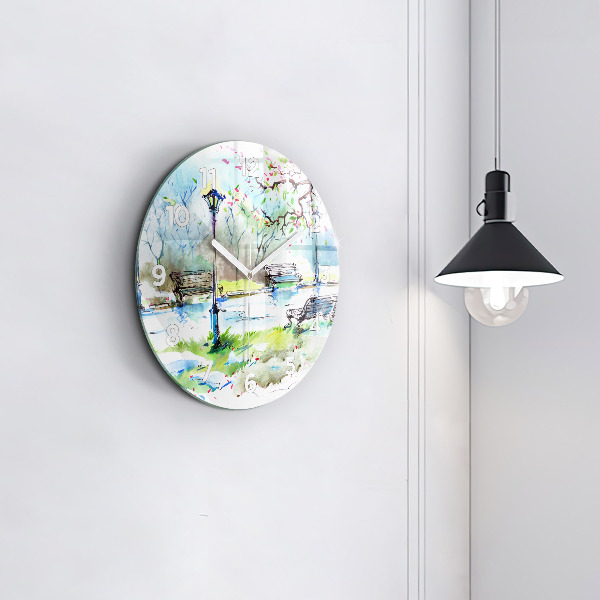 Horloge ronde Printemps pittoresque