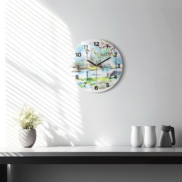 Horloge ronde Printemps pittoresque