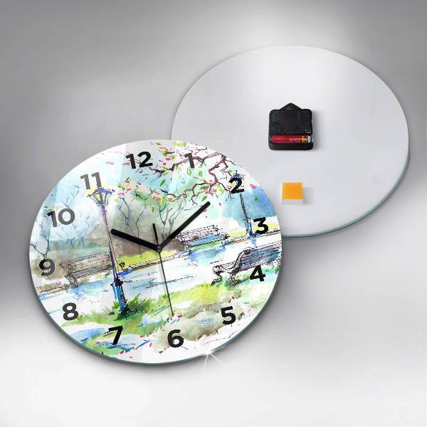 Horloge ronde Printemps pittoresque