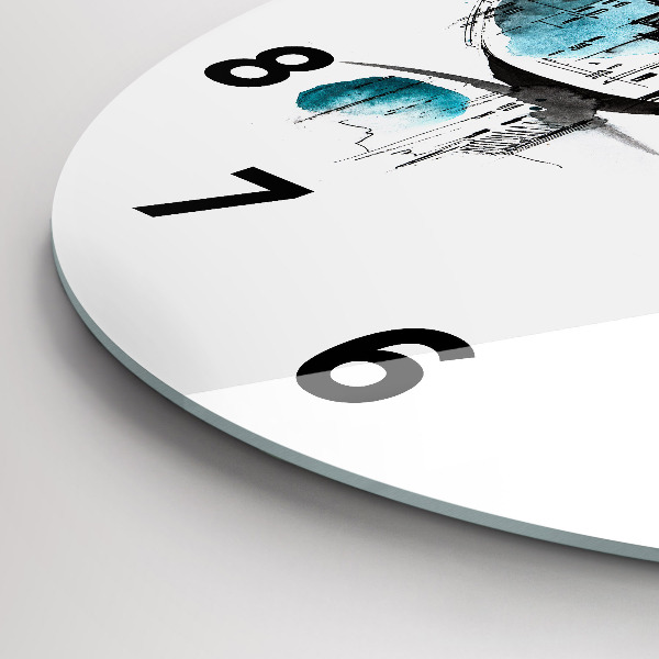 Horloge ronde Ville à lunettes