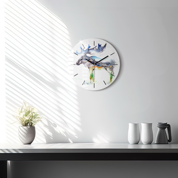 Horloge ronde 'Paysage d''élans et de montagnes'