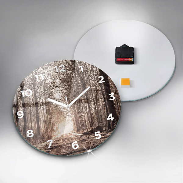 Horloge ronde Chemin forestier en sépia