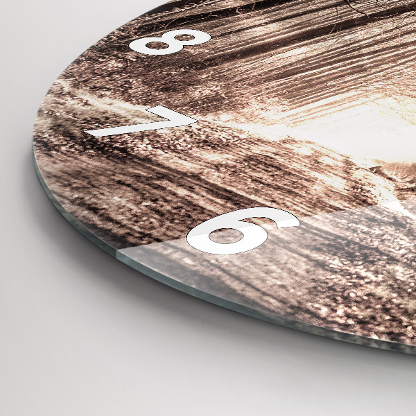 Horloge ronde Chemin forestier en sépia