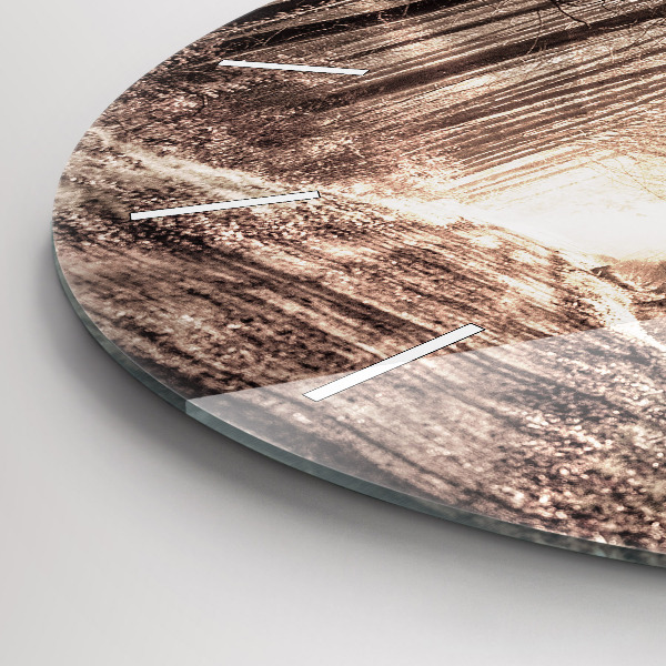 Horloge ronde Chemin forestier en sépia