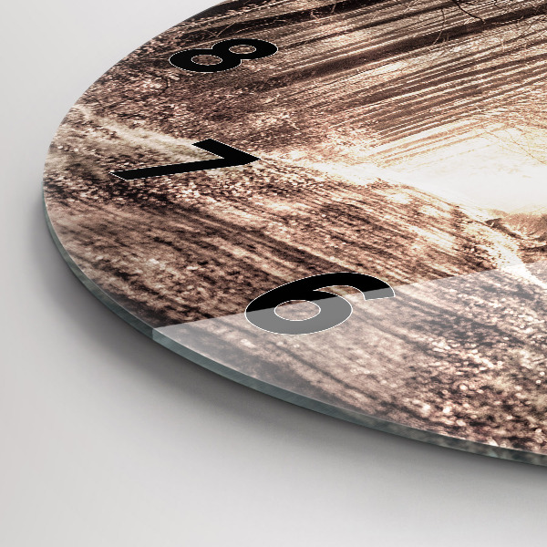 Horloge ronde Chemin forestier en sépia