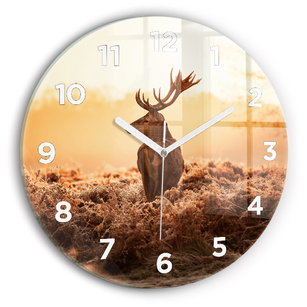 Horloge ronde Cerf au lever du soleil