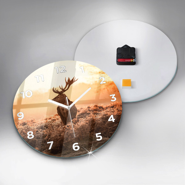 Horloge ronde Cerf au lever du soleil