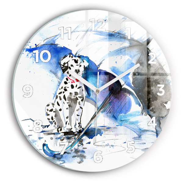 Horloge ronde Dalmatien et parapluie
