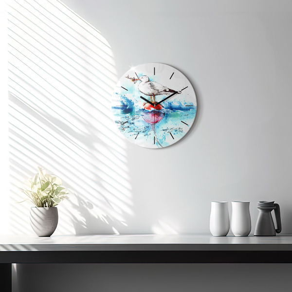 Horloge ronde Mouette peinte