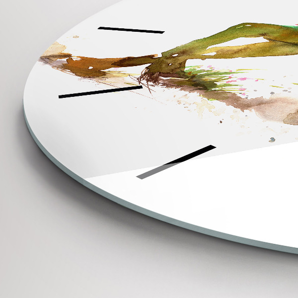 Horloge ronde Montagnes peintes et cheval