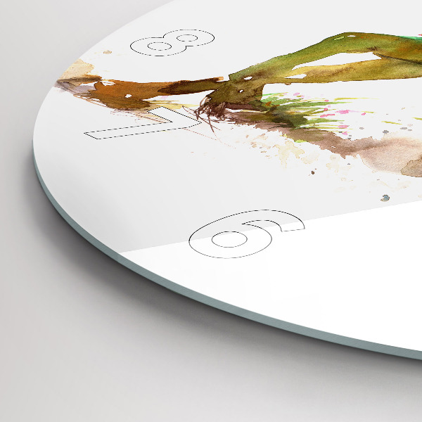 Horloge ronde Montagnes peintes et cheval