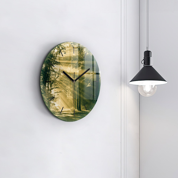 Horloge ronde Forêt des rayons du soleil