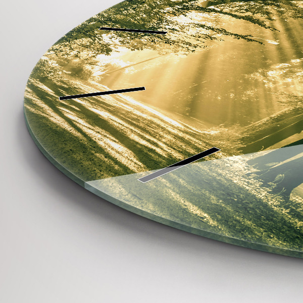 Horloge ronde Forêt des rayons du soleil