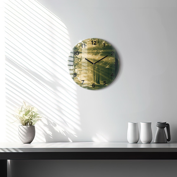 Horloge ronde Forêt des rayons du soleil