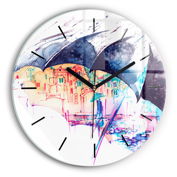 Horloge ronde Parapluie et ville