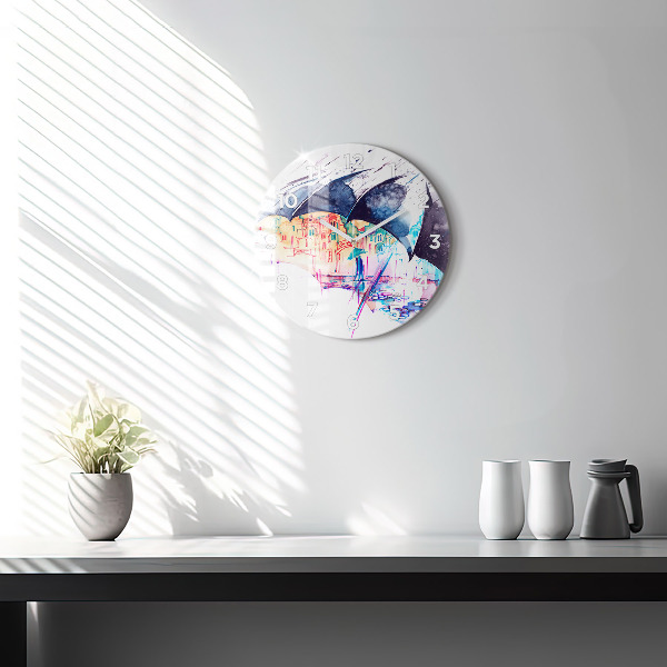 Horloge ronde Parapluie et ville