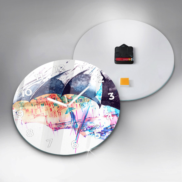 Horloge ronde Parapluie et ville