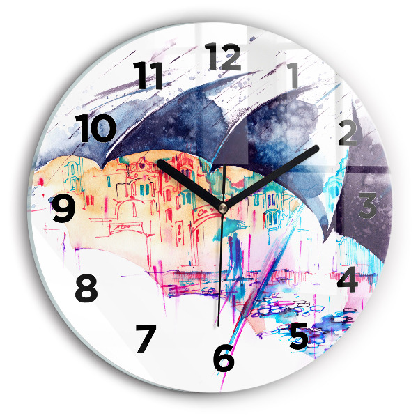 Horloge ronde Parapluie et ville