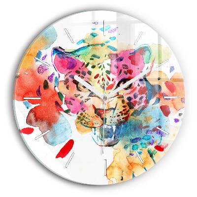 Horloge ronde Chat sauvage abstrait