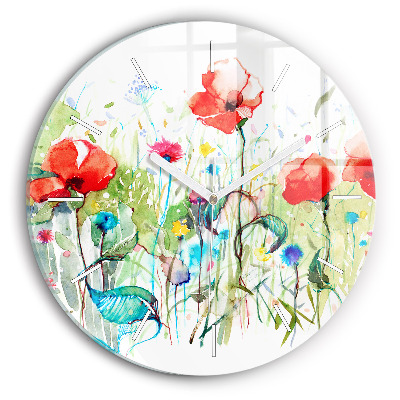 Horloge ronde Fleurs dans le pré