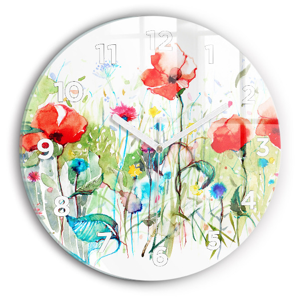 Horloge ronde Fleurs dans le pré