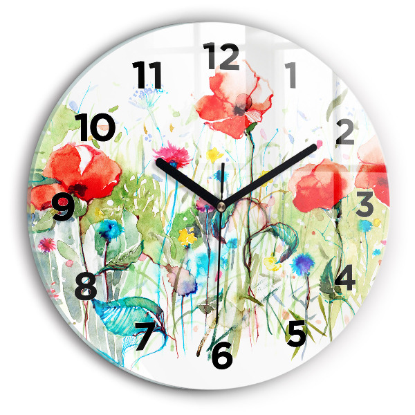 Horloge ronde Fleurs dans le pré