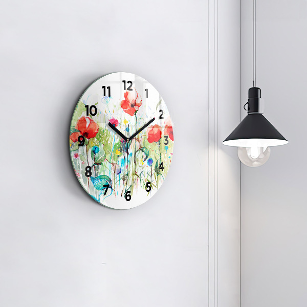 Horloge ronde Fleurs dans le pré