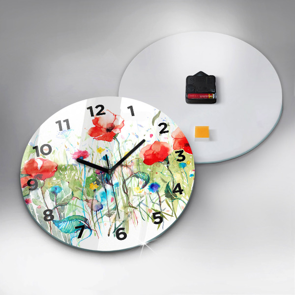Horloge ronde Fleurs dans le pré