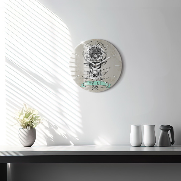 Horloge ronde Tête de cerf