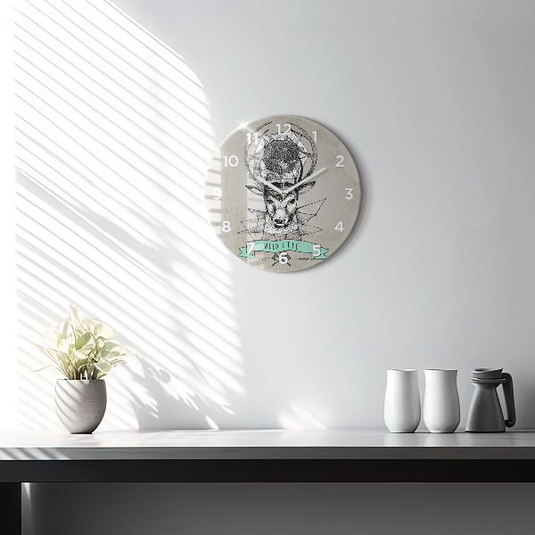 Horloge ronde Tête de cerf