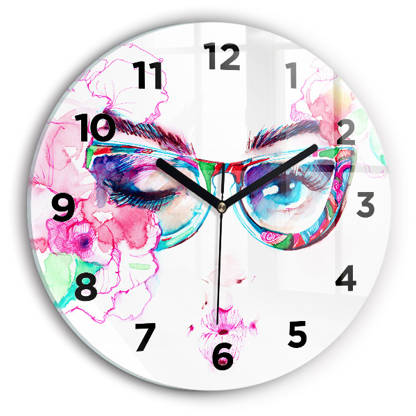 Horloge ronde Femme avec des lunettes