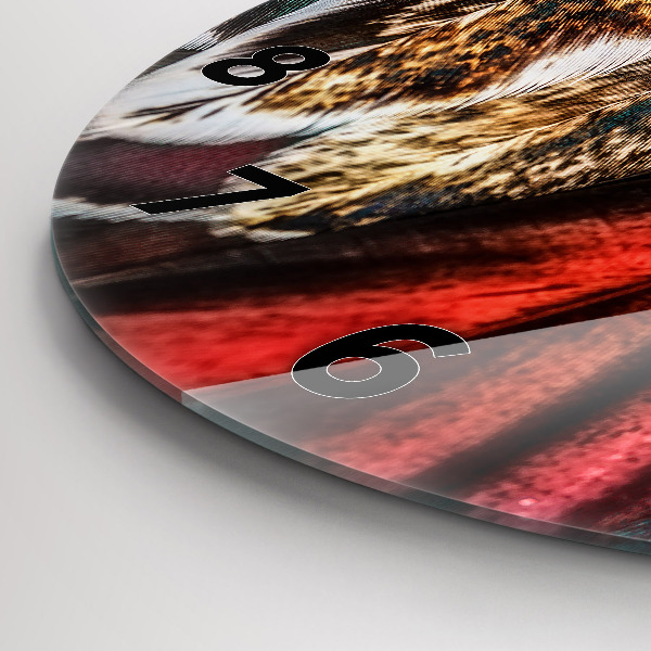 Horloge ronde 'Plumes d''oiseaux marron clair'