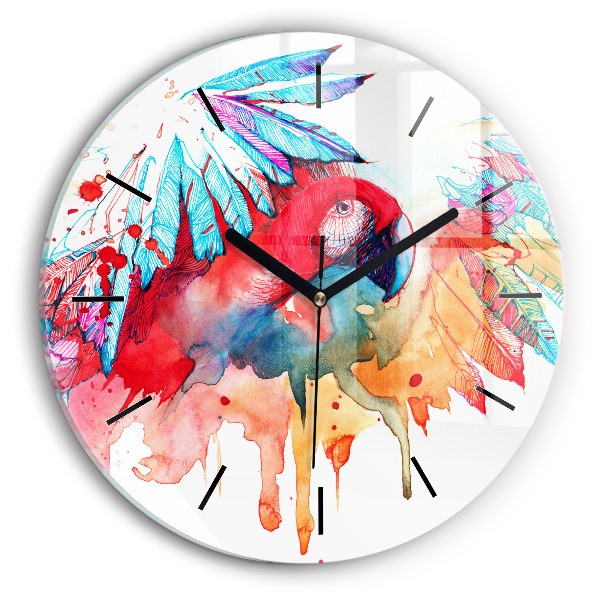 Horloge ronde Perroquet rouge coloré
