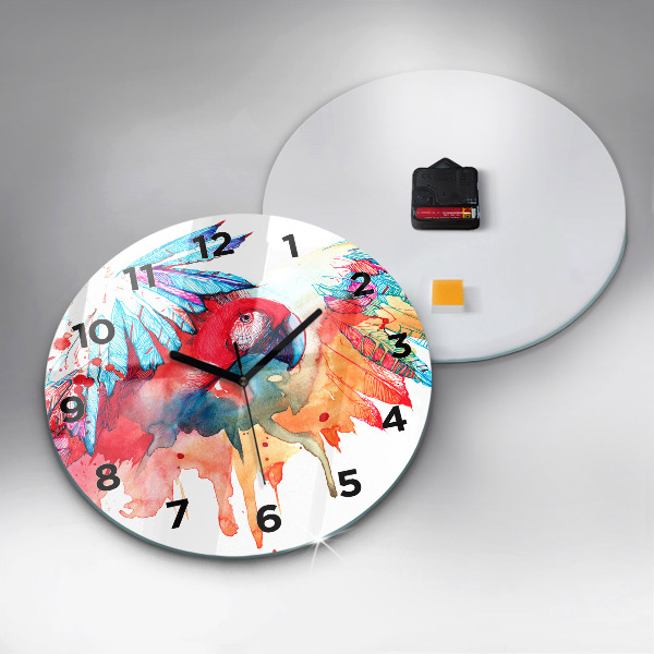 Horloge ronde Perroquet rouge coloré
