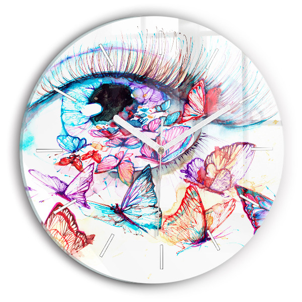 Horloge ronde Œil de papillon coloré