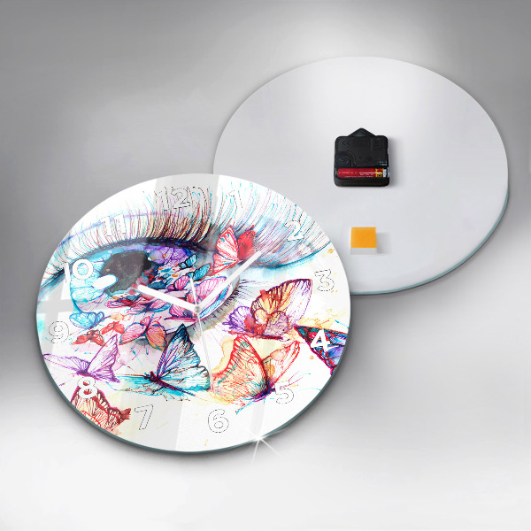 Horloge ronde Œil de papillon coloré