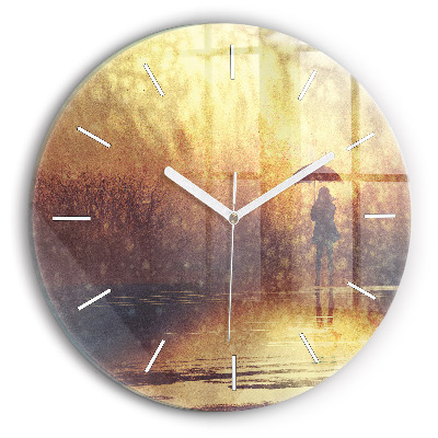 Horloge ronde femme avec parapluie