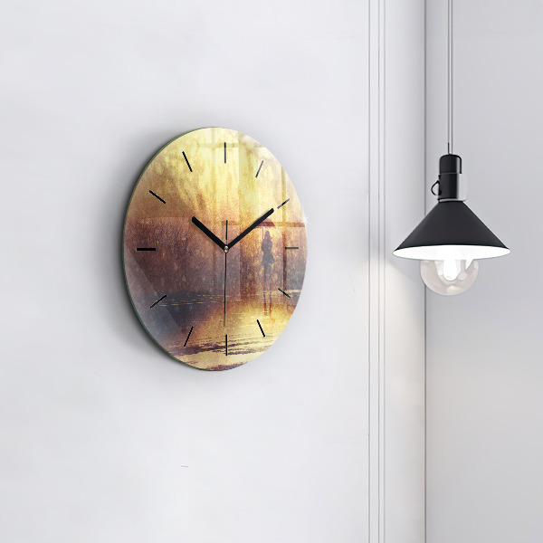 Horloge ronde femme avec parapluie