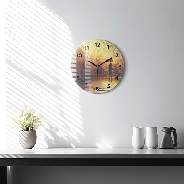 Horloge ronde femme avec parapluie