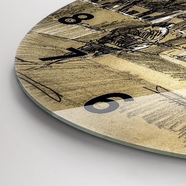 Horloge ronde Parc et arbres en sépia