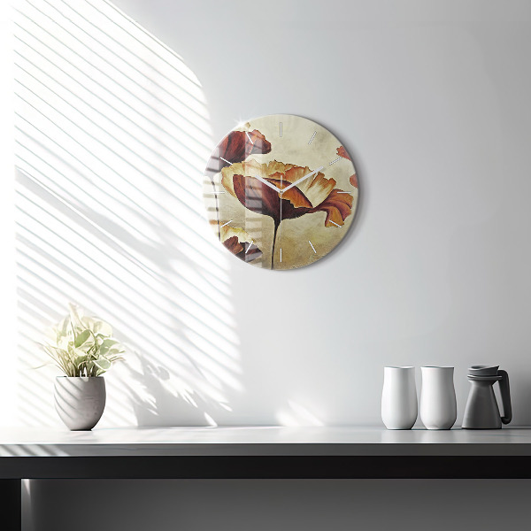 Horloge ronde Coquelicots peints